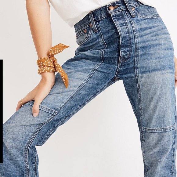 Rivet & Thread High-Rise Slim Boyjeans: Thigh-Patch Edition - Picture 5 of 7